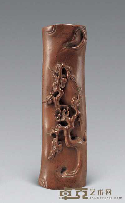 清 黄杨木梅花臂搁 长16.5cm